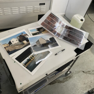 A picture of color photographs from a analog chemical printing process